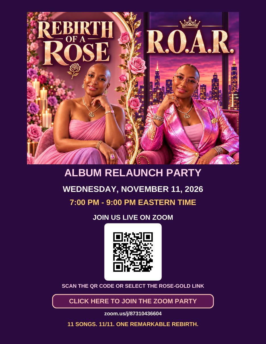 Rebirth of a Rose — R.O.A.R. album relaunch party flyer